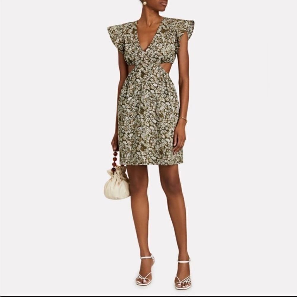NWT Rails Nyla Flutter Sleeve Cotton Poplin Cutout Mini Dress Olive Vine Sz XL